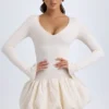 Tallou Modal Drop-Waist Bubble Hem Mini Dress in Ivory