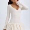 Tallou Modal Drop-Waist Bubble Hem Mini Dress in Ivory