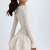 Tallou Modal Drop-Waist Bubble Hem Mini Dress in Ivory