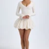 Tallou Modal Drop-Waist Bubble Hem Mini Dress in Ivory