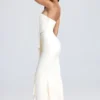 Tallullah Bandeau Ruffle-Trim Corset Gown in Ivory