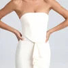 Tallullah Bandeau Ruffle-Trim Corset Gown in Ivory
