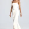 Tallullah Bandeau Ruffle-Trim Corset Gown in Ivory
