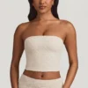 Tamia Ruched Strapless Lace Top in Ivory