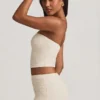 Tamia Ruched Strapless Lace Top in Ivory
