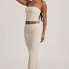 Tamia Ruched Strapless Lace Top in Ivory
