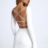 Tansy Open-Back A-line Mini Dress in White
