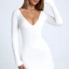 Tansy Open-Back A-line Mini Dress in White