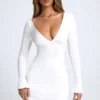 Tansy Open-Back A-line Mini Dress in White