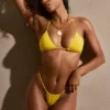 Taormina Ruched Thong Bikini Bottoms in Golden Yellow