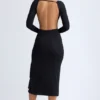 Tarai Modal Ruffled Midaxi Dress in Black