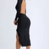 Tarai Modal Ruffled Midaxi Dress in Black