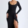 Tarai Modal Ruffled Midaxi Dress in Black