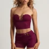 Tarni Hardware-Detail Bandeau Crop Top in Berry Purple