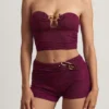 Tarni Hardware-Detail Bandeau Crop Top in Berry Purple