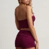 Tarni Hardware-Detail Bandeau Crop Top in Berry Purple