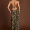 Tarsia Plunge Cut-out Maxi Gown in Leopard Print