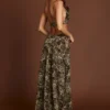 Tarsia Plunge Cut-out Maxi Gown in Leopard Print