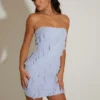 Tatiana Bandeau Ruffle Detail Mini Dress in Blue