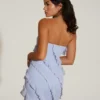 Tatiana Bandeau Ruffle Detail Mini Dress in Blue