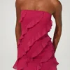 Tatiana Bandeau Ruffle Detail Mini Dress in Fuchsia