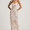 Tavira Embellished Scoop-Neck Backless Maxi Dress in Ivory