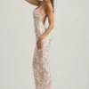 Tavira Embellished Scoop-Neck Backless Maxi Dress in Ivory