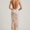 Tavira Embellished Scoop-Neck Backless Maxi Dress in Ivory