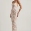Tavira Embellished Scoop-Neck Backless Maxi Dress in Ivory
