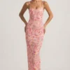 Tavira Embellished Scoop-Neck Backless Maxi Dress in Pink