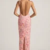 Tavira Embellished Scoop-Neck Backless Maxi Dress in Pink
