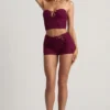 Teagan Mid-Rise Shorts in Berry Purple