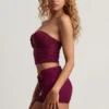Teagan Mid-Rise Shorts in Berry Purple