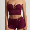 Teagan Mid-Rise Shorts in Berry Purple