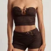 Teagan Mid-Rise Shorts in Dark Chocolate