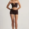Teagan Mid-Rise Shorts in Dark Chocolate