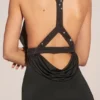 Teodora Cowl-Neck Thigh-High Gown in Black