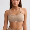 Terry Towelling Scoop-Neck Bralette in Mocha Brown
