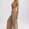 Terry Towelling Wide-Leg Joggers in Mocha Brown