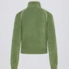 Terry Towelling Zip-Up Cropped Sweatshirt in Green
