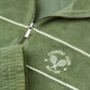 Terry Towelling Zip-Up Cropped Sweatshirt in Green