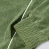 Terry Towelling Zip-Up Cropped Sweatshirt in Green