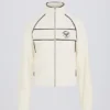 Terry Towelling Zip-Up Cropped Sweatshirt in Ivory