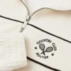 Terry Towelling Zip-Up Cropped Sweatshirt in Ivory