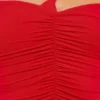 Tesia Slinky Jersey Rose Detail Asymmetric Top in Scarlet Red