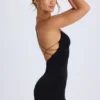 Tesni Strap-Detail Halterneck Mini Dress in Black