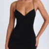 Tesni Strap-Detail Halterneck Mini Dress in Black