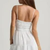Tessara Shirred Camisole Mini Dress in White