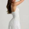 Tessara Shirred Camisole Mini Dress in White