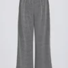 Textured Cotton Button Low-Rise Wide-Leg Joggers in Dark Grey
